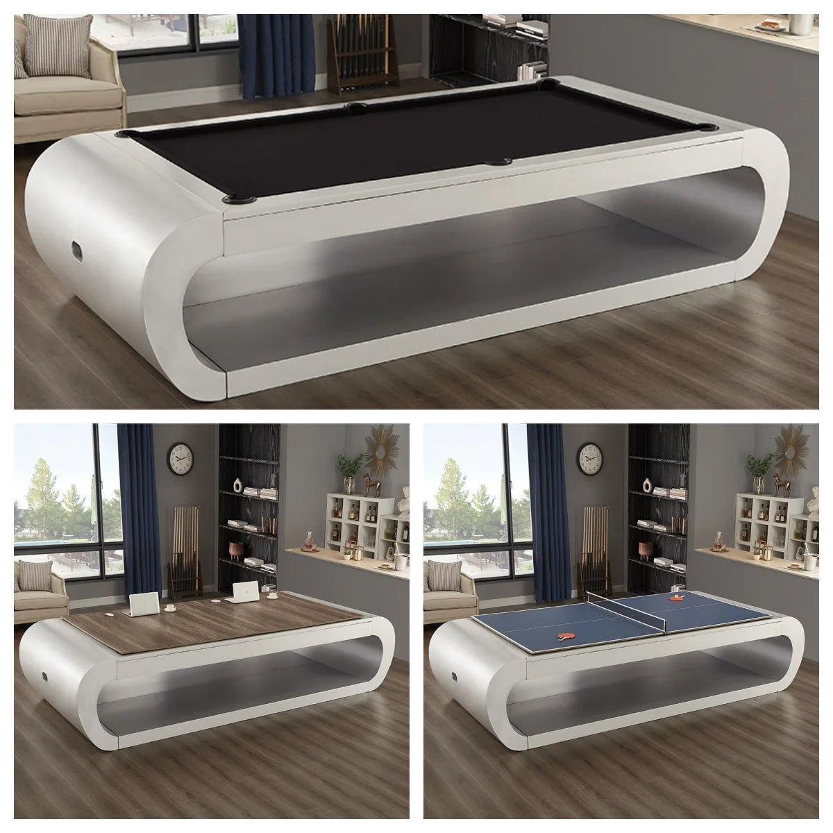 3-in-1 Solid Wood Pool Table 7ft 8ft 9ft | Marble Slate Luxury Billiard Pool Table Qst 3 In 1
