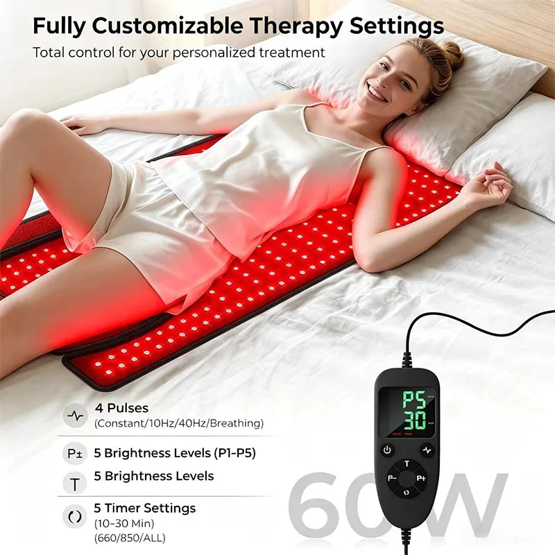 ZONGKUNG 380-LED Red Light Therapy Mat 660nm 850nm | 33"×17" Red Light Therapy Mat Qst