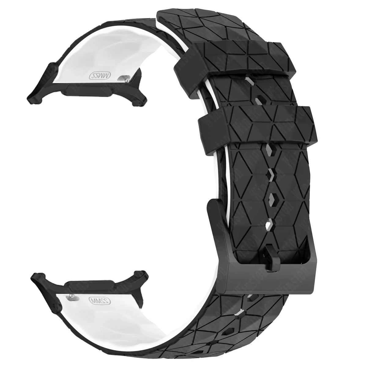 Silicone Sport Strap for Samsung Galaxy Watch 7 Ultra – 40 Colors Silicone Watch Strap Qme Black White-B Galaxy Watch 7 Ultra