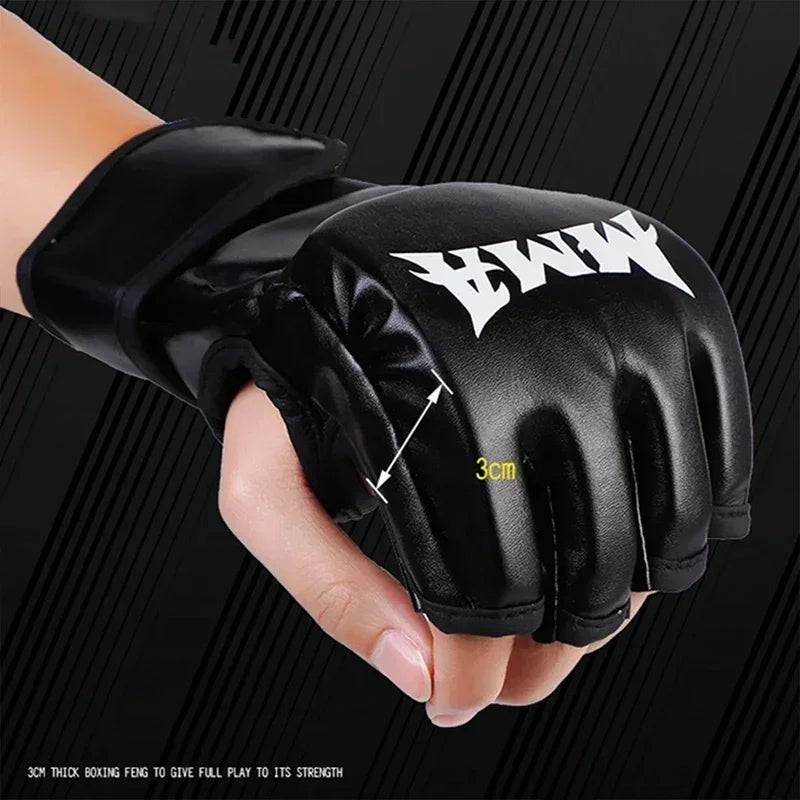 Half-Finger Leather Boxing Gloves – Adult Training Gloves Boxing Training Gloves Qme