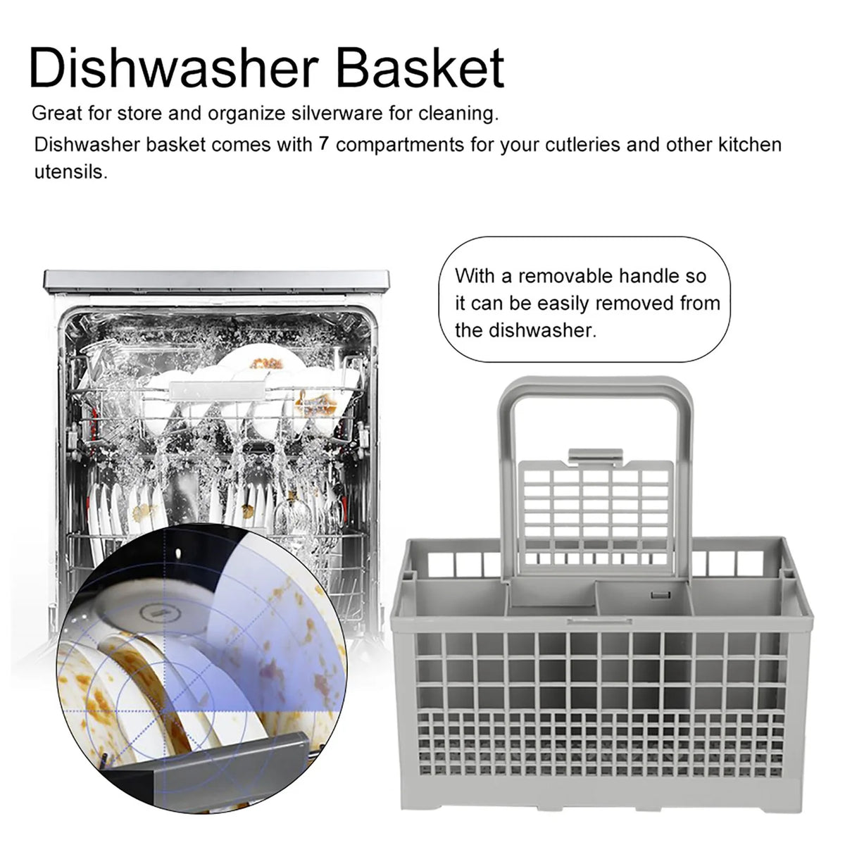 Multipurpose Dishwasher Basket – 7-Compartment Cutlery Organizer Dishwasher Cutlery Basket Qme