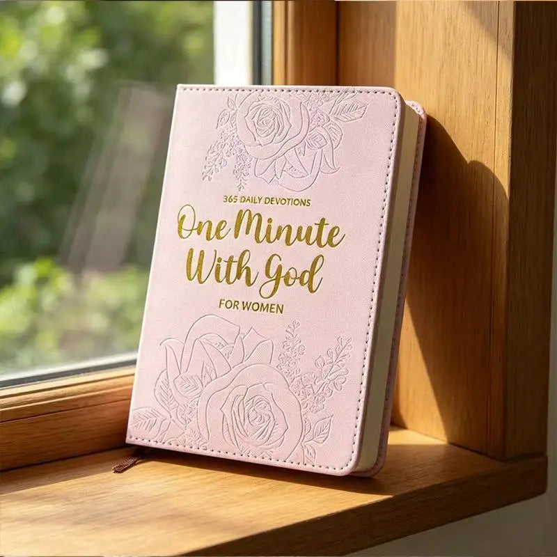 365-Day Prayer Leather Devotional Journal Notebook | Brown & Pink Devotional Journal Qme