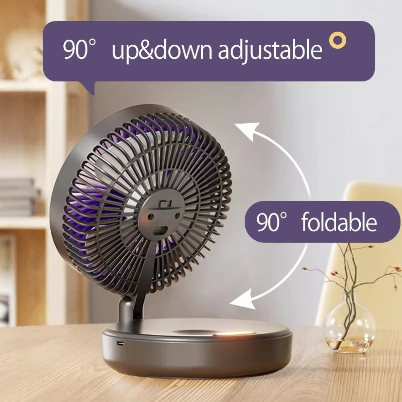 5000mAh 3-in-1 Foldable Rechargeable Portable Wall Fan Rechargeable Portable Fan Qst