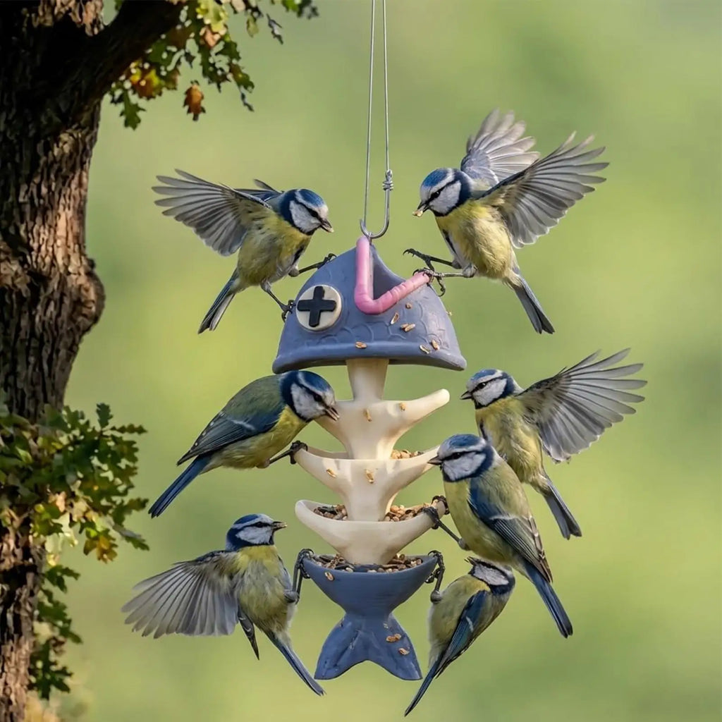 Novelty Fish Bone Bird Feeder – Resin Outdoor Garden Décor Novelty Bird Feeder Qme