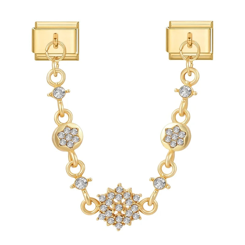 Zircon Heart Moon Stars Planet Italian Charm Links | 9mm Fit