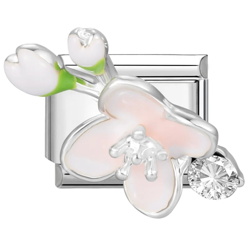Zircon Bowknot Flower Italian Charm Links | Stainless Steel DIY Italian Charm Links Qme Style 6