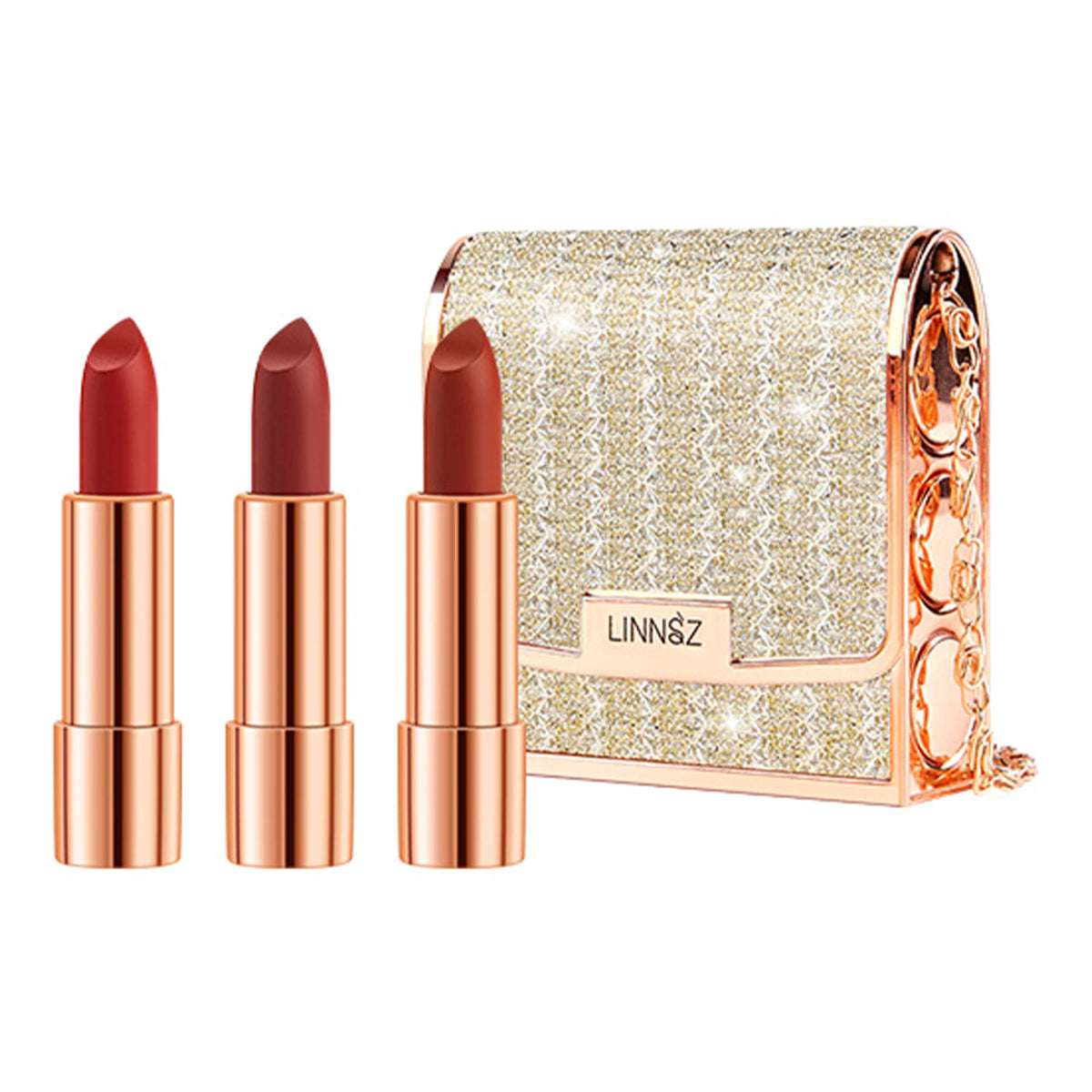 Matte Lipstick Set 3 Colours – Waterproof Long-Lasting + Silver Bag Matte Lipstick Set Qst multipack Option 1