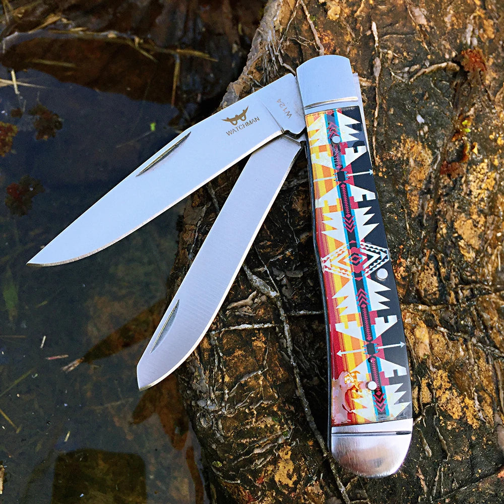 Z.QIAN Watchman W124 Slip Joint Folding Pocket Knife D2 Steel Folding Pocket Knife Qst Tree