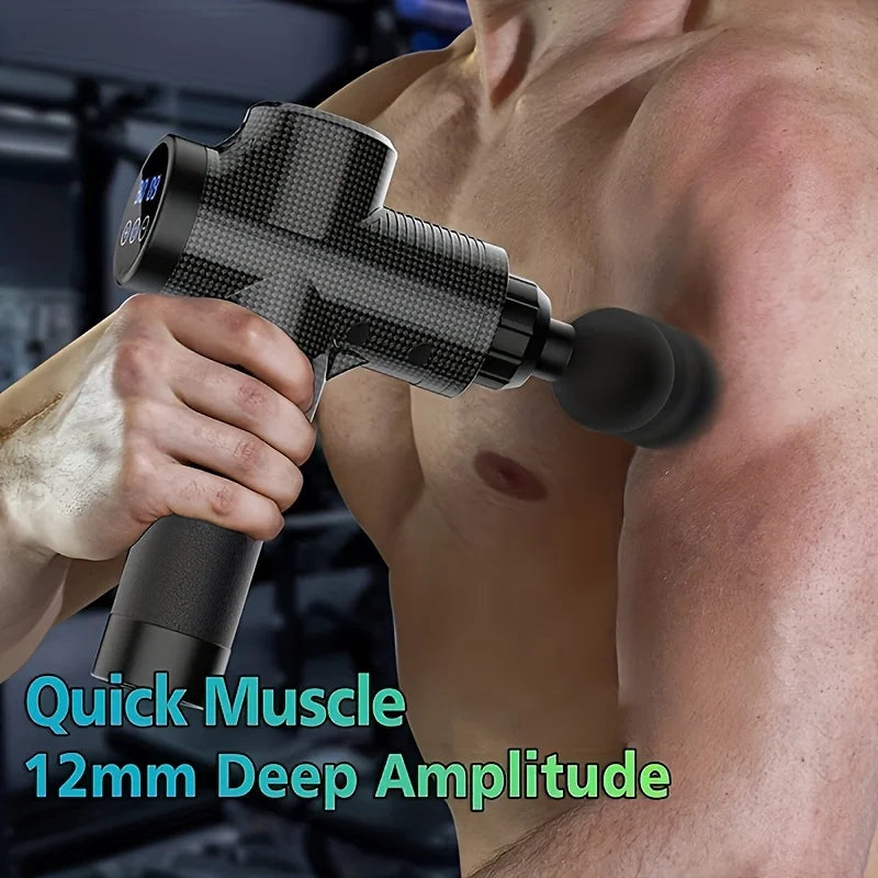 PAQIN 30-Speed Percussion Massage Gun – 4 Heads & LED Screen Percussion Massage Gun Qst