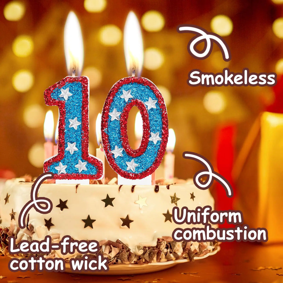 Superhero Number Birthday Candles – Red Blue American Flag Birthday Number Candles Qst