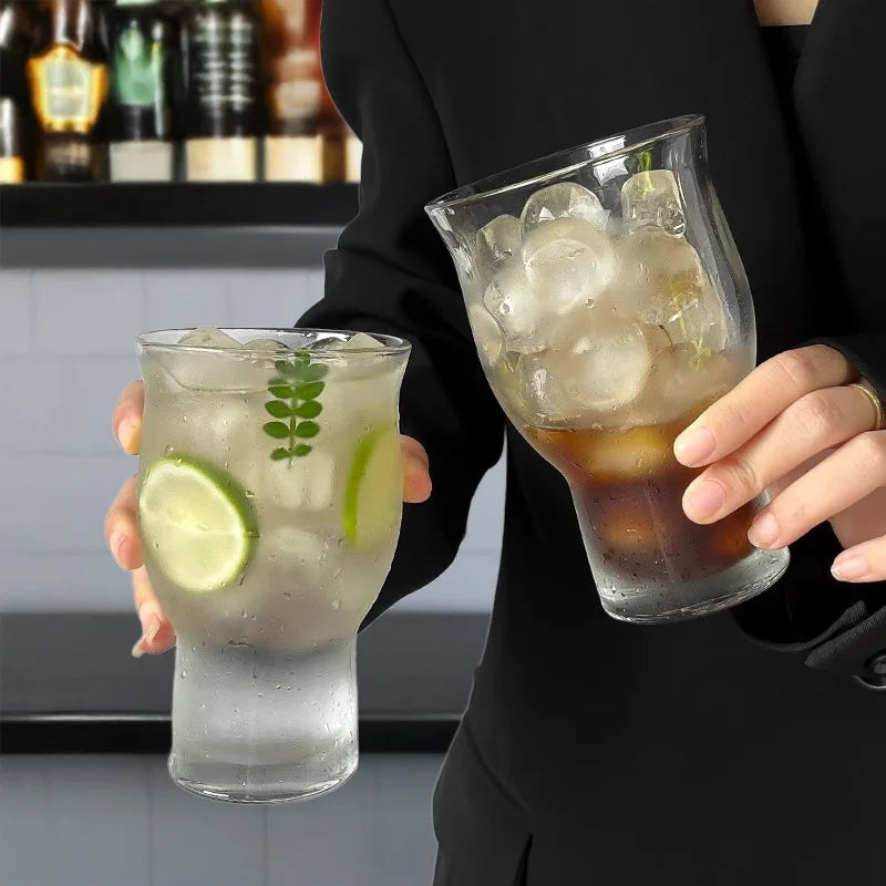 Large Wide-Mouth Glass Cup – Iced Coffee & Cold Drinks Glass Drink Cup Qme