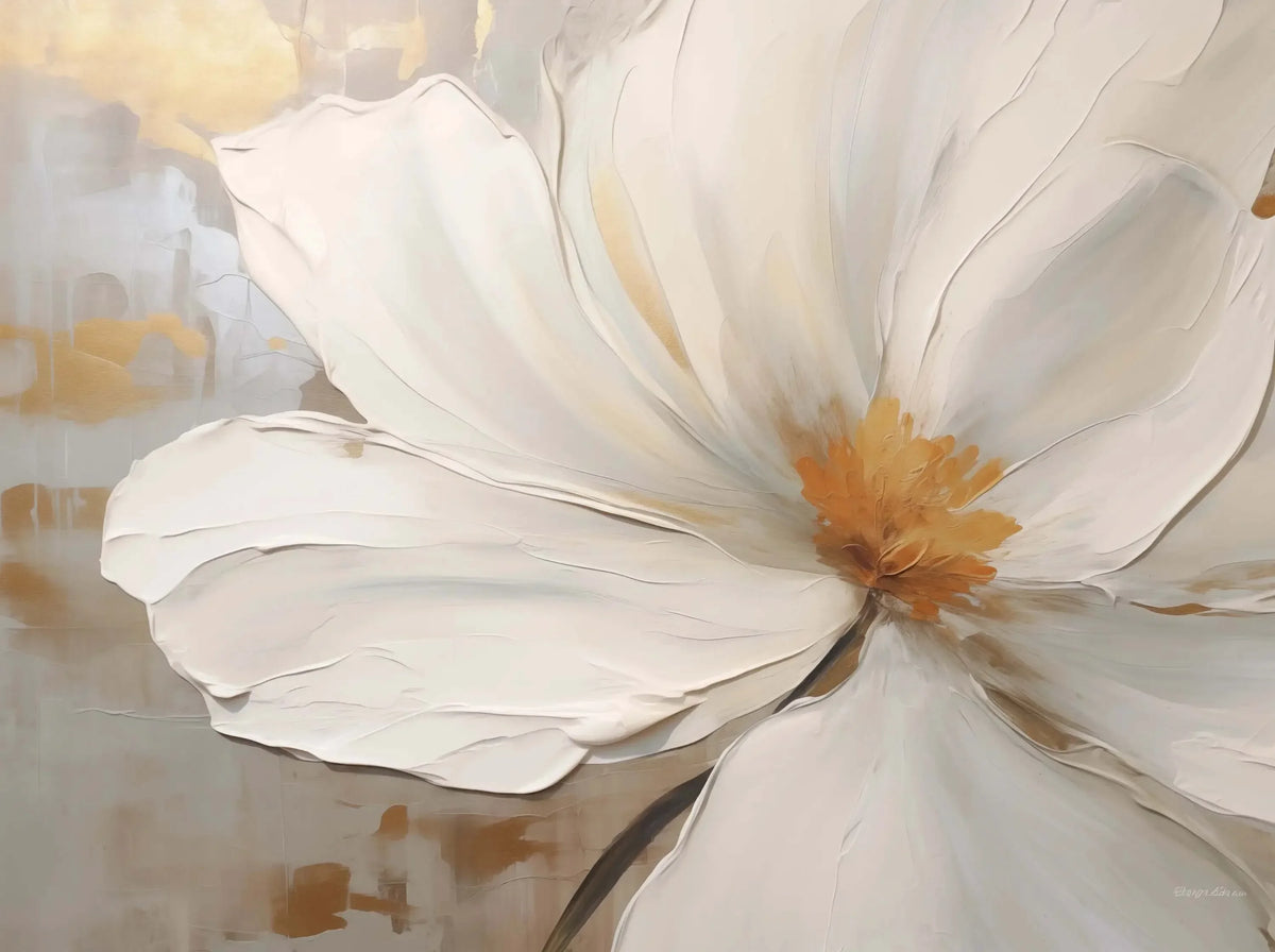 Nordic Abstract White Flower Canvas Wall Art Print | Unframed Canvas Wall Art Qst J 40x60cm Unframed