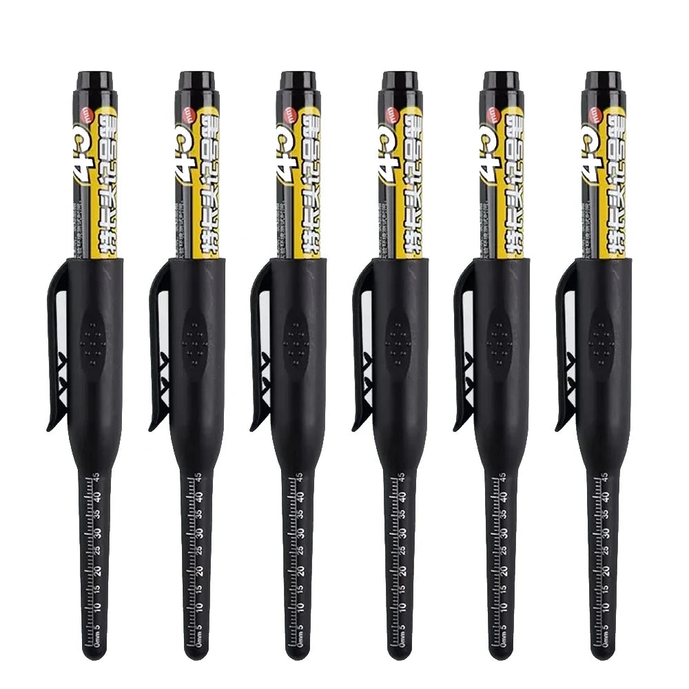 Waterproof Deep Hole Marker Pen – Long Nib Carpenter Pen Carpenter Marker Pen Qme black-6 pcs