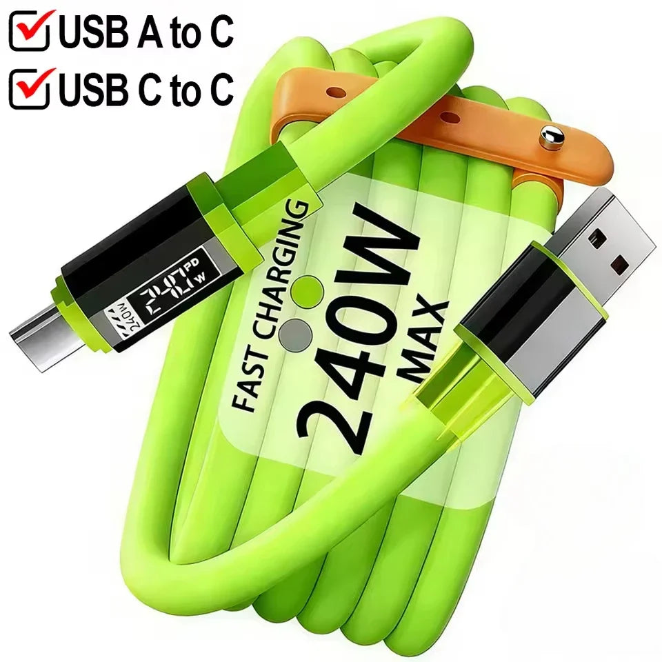 240W USB-C Fast Charging Cable | iPhone, Samsung & More USB-C Charging Cable Qme