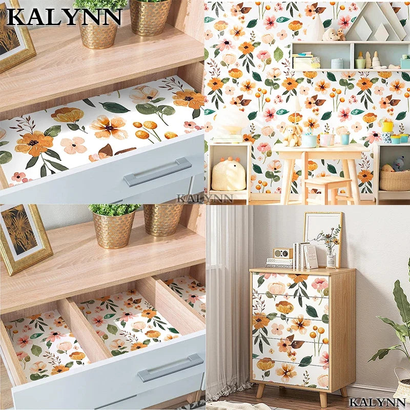 Boho Floral Peel & Stick Wallpaper Self-Adhesive Vinyl Peel & Stick Wallpaper Qme