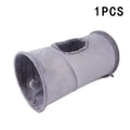 Foldable Cat Tunnel Toy – Soft Suede Plush Play Channel Cat Tunnel Toy Qme Grey-1pcs