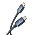 120W 6A USB-C Fast Charging Braided Cable | PD Charger Cord USB-C Charging Cable Qme Black 0.25m