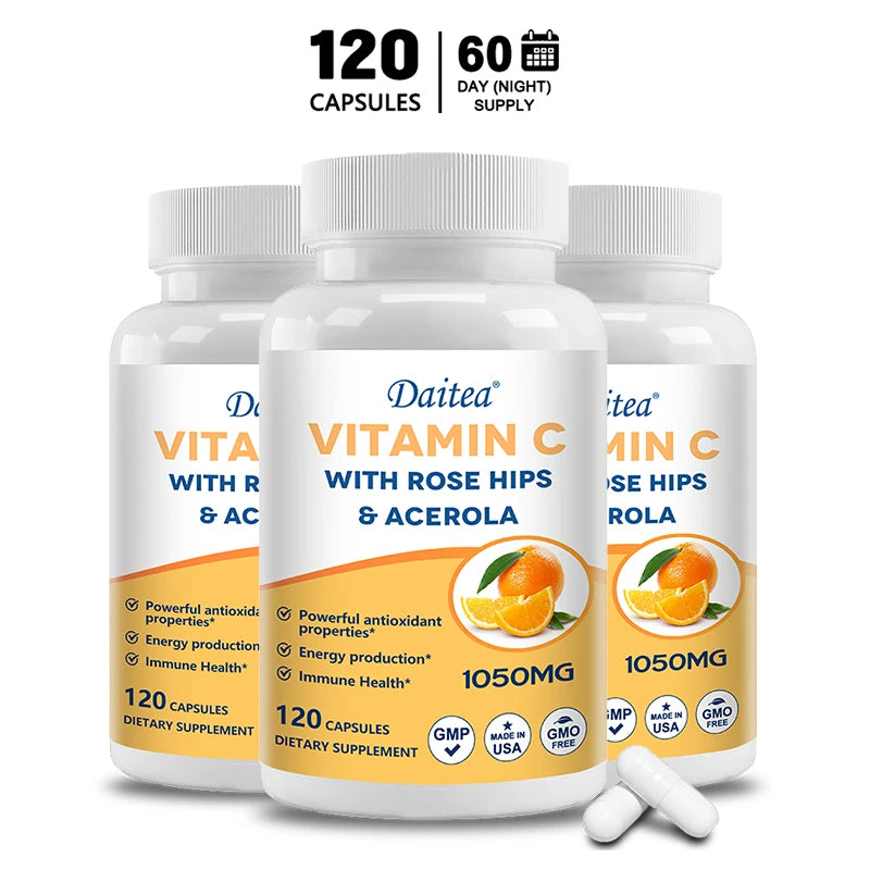ZENVITALIZE Vitamin C 1050mg – Vegan, Non-GMO, 120 Capsules Vitamin C Supplement Qst 120 count-3 bottle