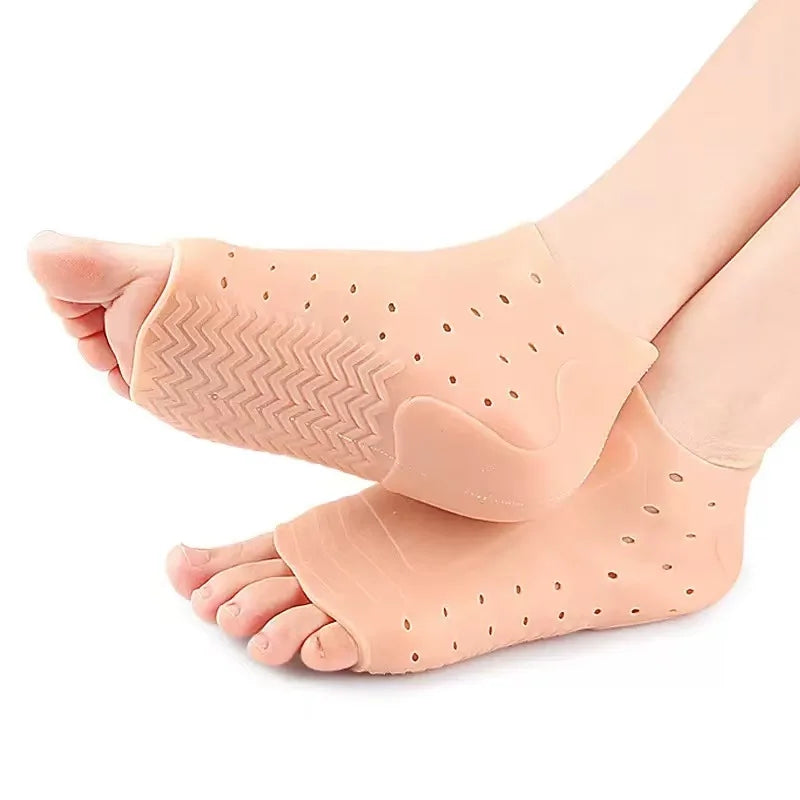 Perforated Heel Covers Soft Rubber Cushion Insoles – 1 Pair Heel Cushion Insole Qme skin color