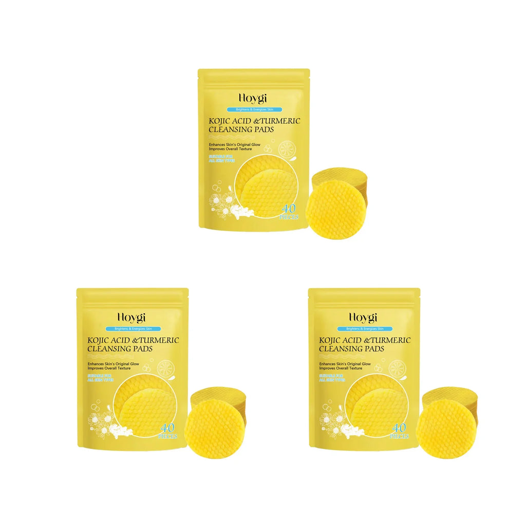 Turmeric & Kojic Acid Cleansing Pads – Pore Cleanser & Makeup Remover Facial Cleansing Pads Qme 3 x 40Pcs Boxed