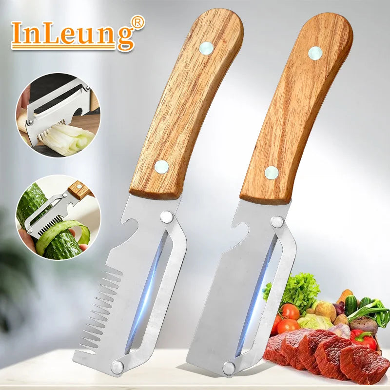 3-in-1 Stainless Steel Peeler Slicer Shredder for Fruits & Veg Kitchen Peeler Tool Qst