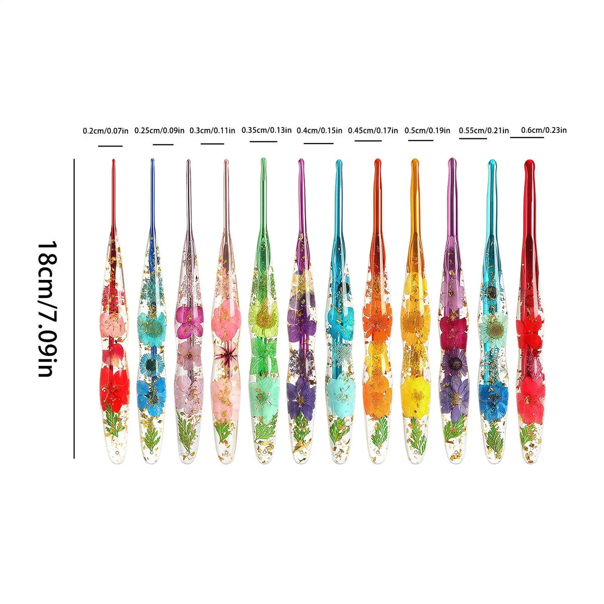 9-Piece Flower Resin Handle Crochet Hook Set | Knitting Yarn Crochet Hook Set Qme