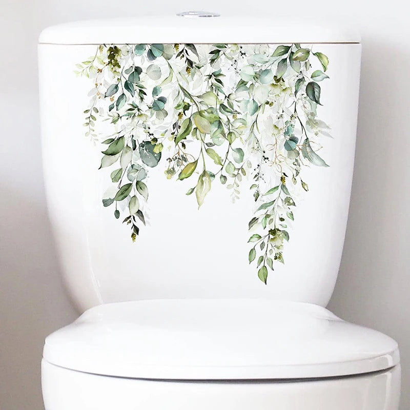 Tropical Green Leaf Wall Sticker – Waterproof Bathroom Decal Wall Decal Sticker Qst