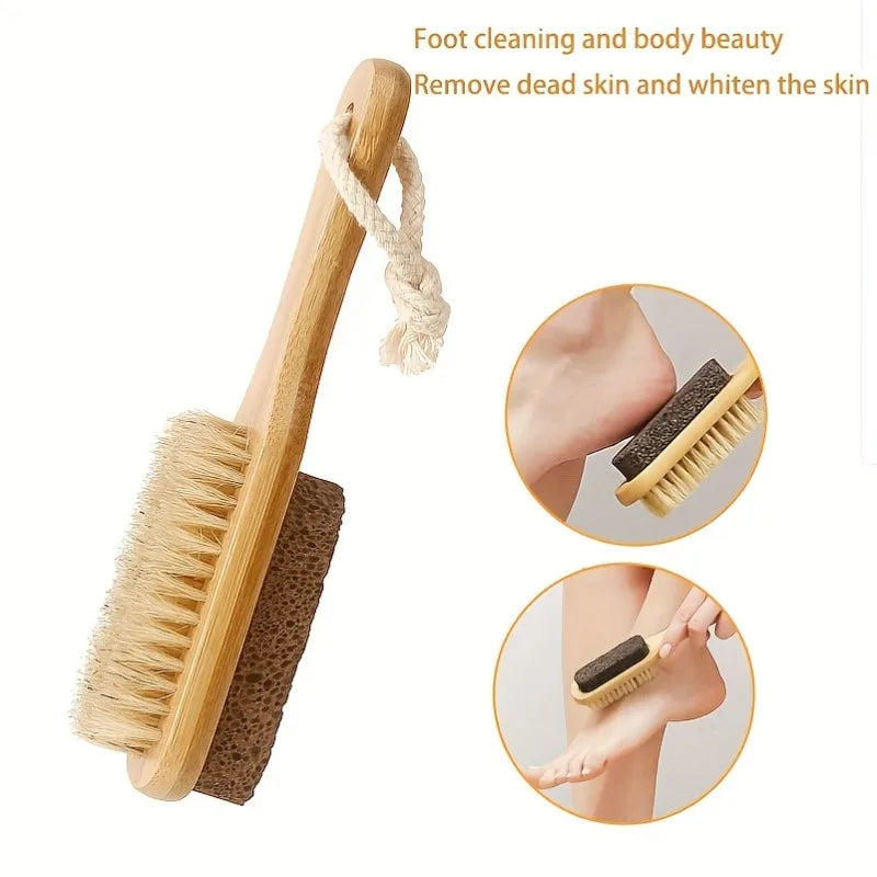 Natural Boar Bristle Dry Body Brush with Bamboo Handle Dry Body Brush Qme