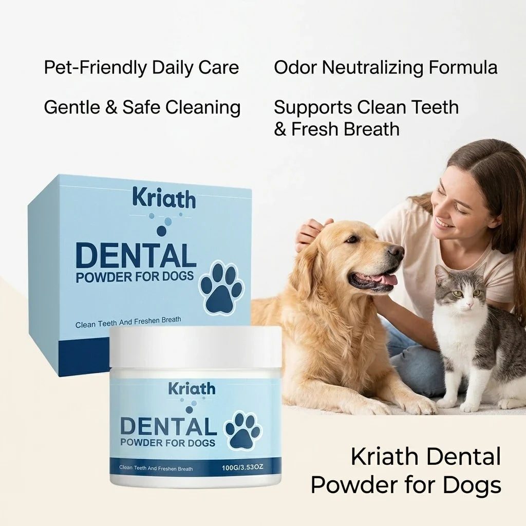 Pet Teeth Cleaning Powder – Plaque & Tartar Remover for Dogs Pet Dental Powder Qme