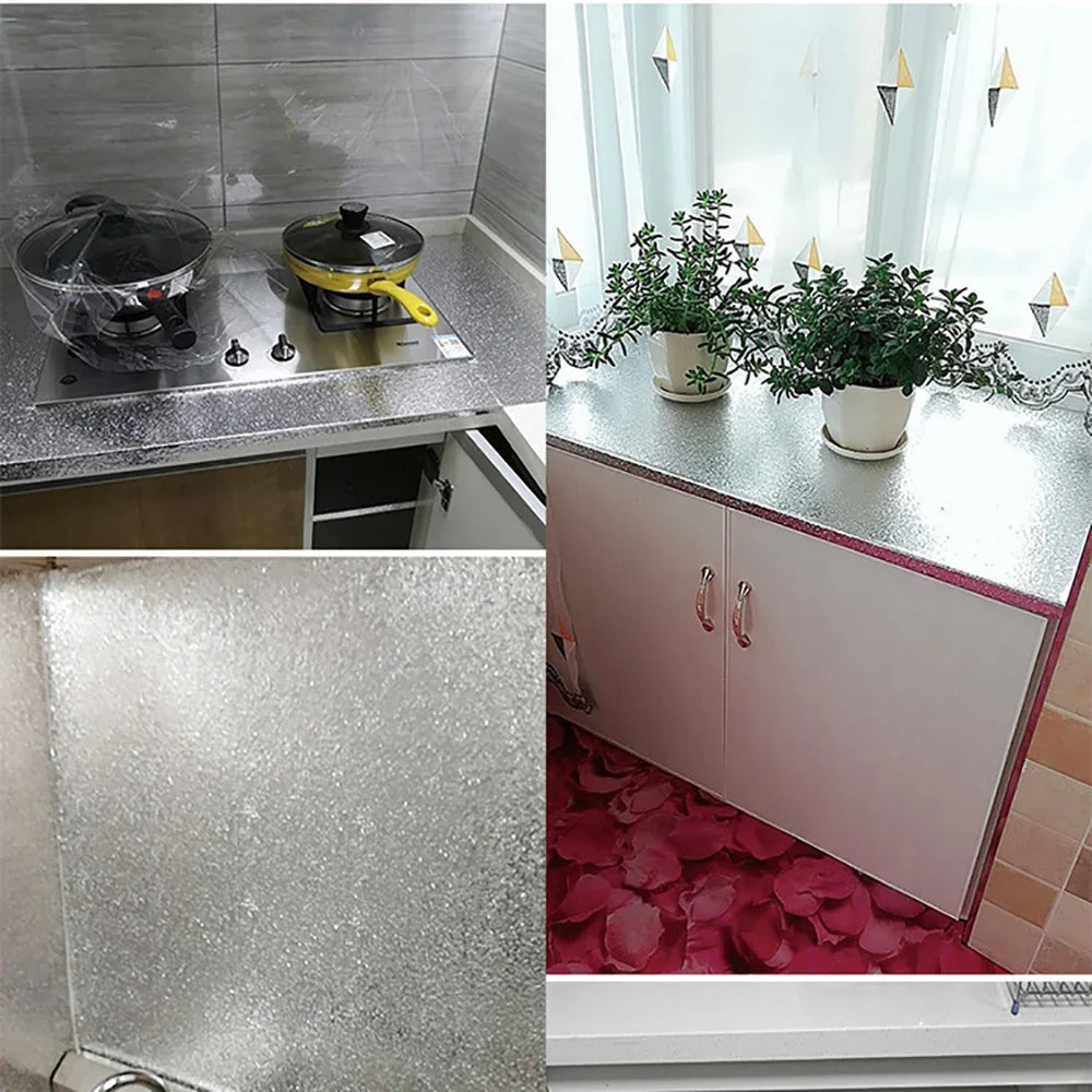 Silver Metallic Contact Paper – Waterproof Self-Adhesive Sticker Metallic Contact Paper Qme