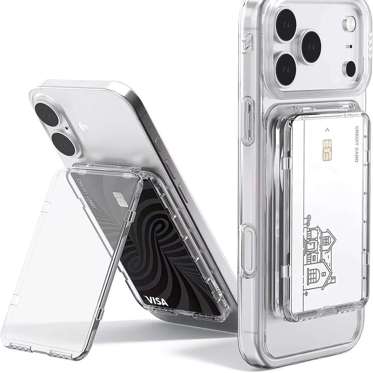 Transparent MagSafe Card Sleeve – 2 Slots & Magnetic Stand MagSafe Card Sleeve Qme Transparent