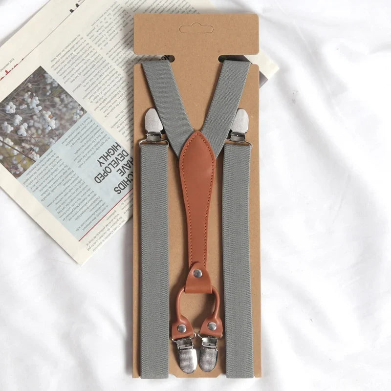 Vintage Y-Back Suspenders Men Women Button End Adjustable Vintage Suspenders Qme GRAY