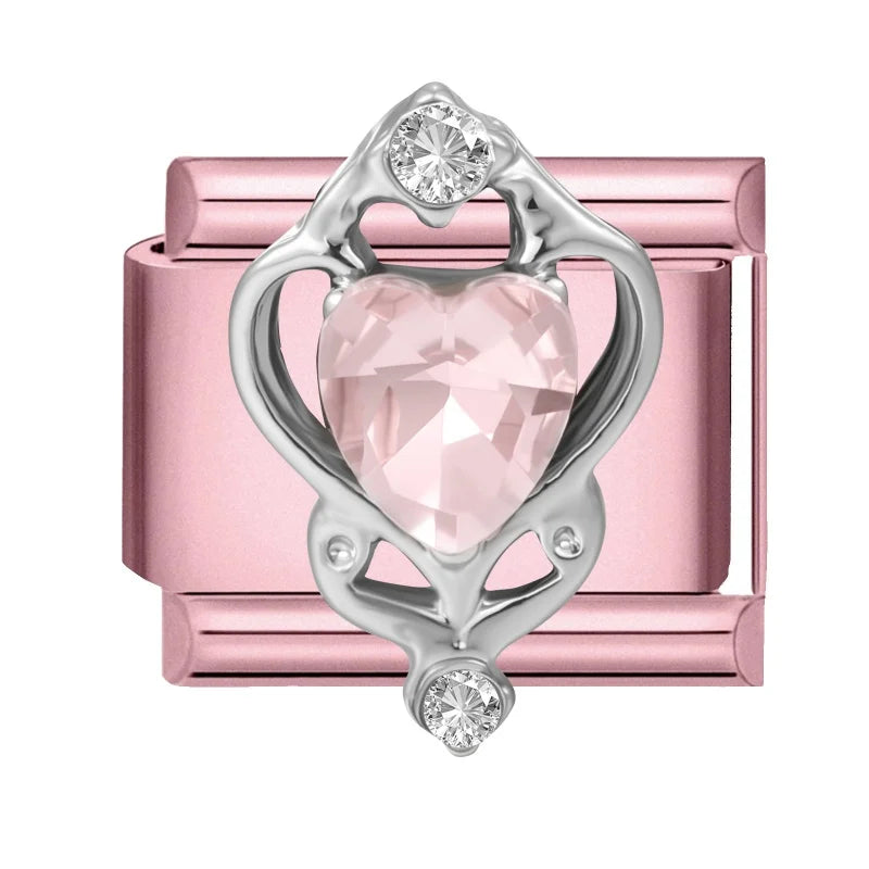 Zircon Bow & Star Italian Charm Links | Stainless Steel DIY Italian Charm Links Qme Style 7