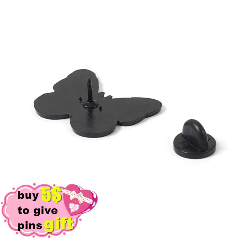 Skeleton Butterfly Enamel Pin – Gothic Skull Lapel Badge Enamel Lapel Pin Qme