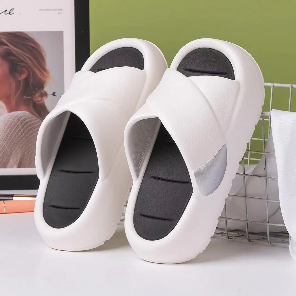 Women's Lightweight Anti-Slip Thick Sole Summer Slippers Women's Summer Slippers Qst White 39-40