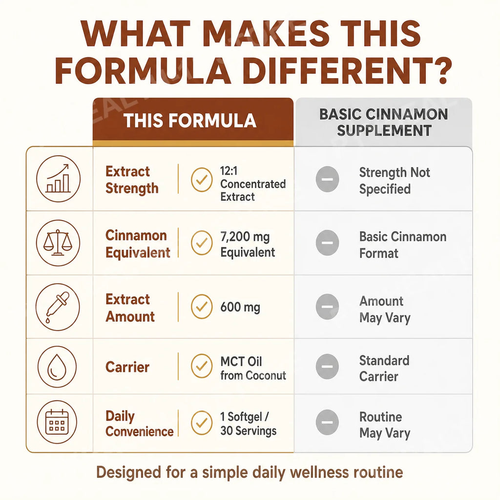 Ceylon Cinnamon Softgels 7200mg – 12:1 Extract + MCT Oil Herbal Supplement Qst