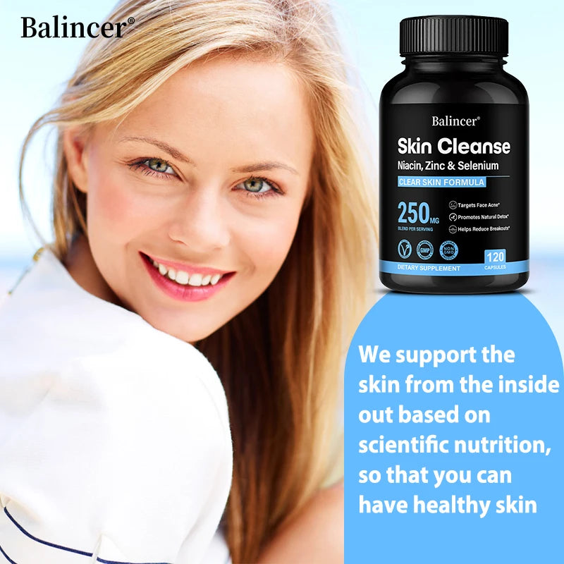 Skin Clearing Supplement – Niacin, Zinc & Selenium Capsules Skin Health Supplement Qst