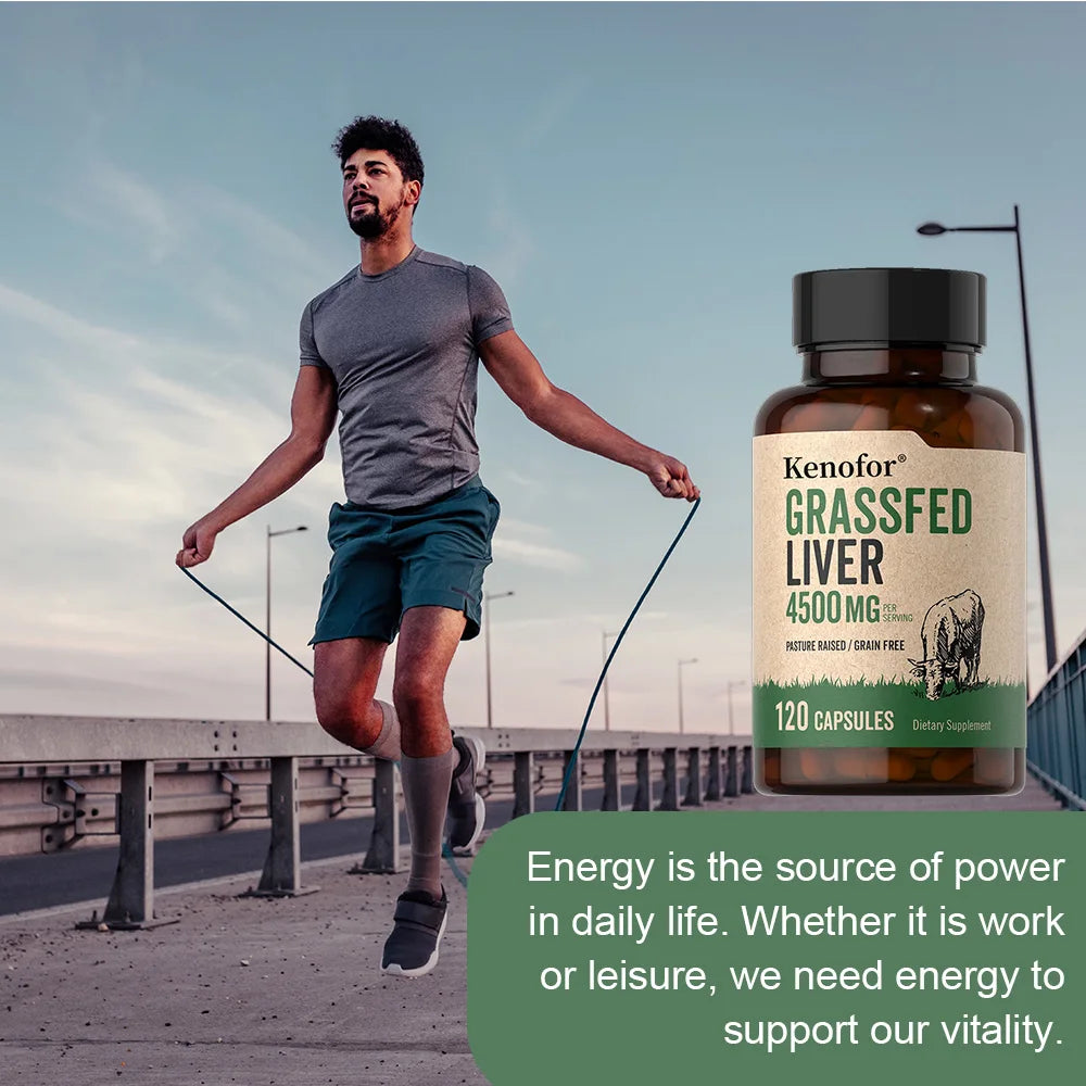 Grass-Fed Beef Liver Capsules – Natural Vitamins & Minerals 120ct Liver Supplement Capsules Qst