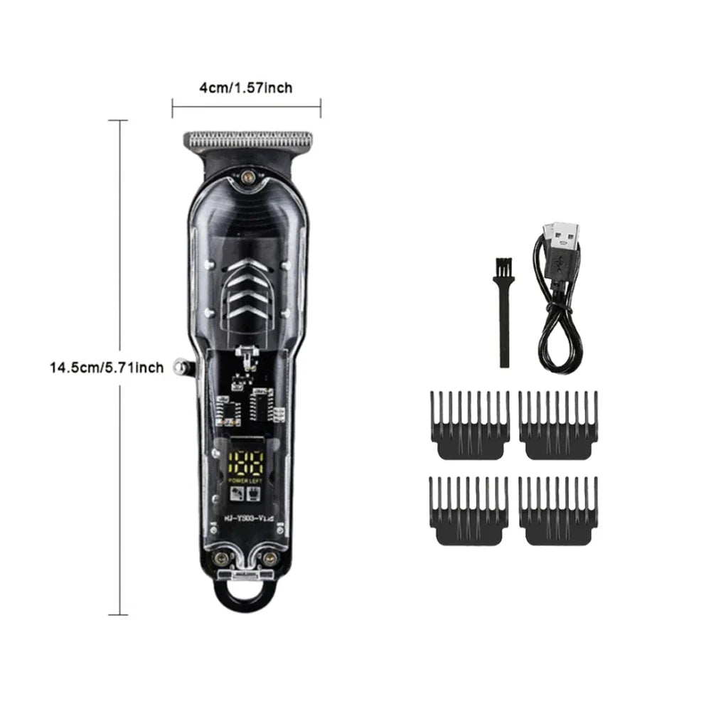 USB Rechargeable Electric Hair Clipper & Trimmer – Transparent Electric Hair Trimmer Qme