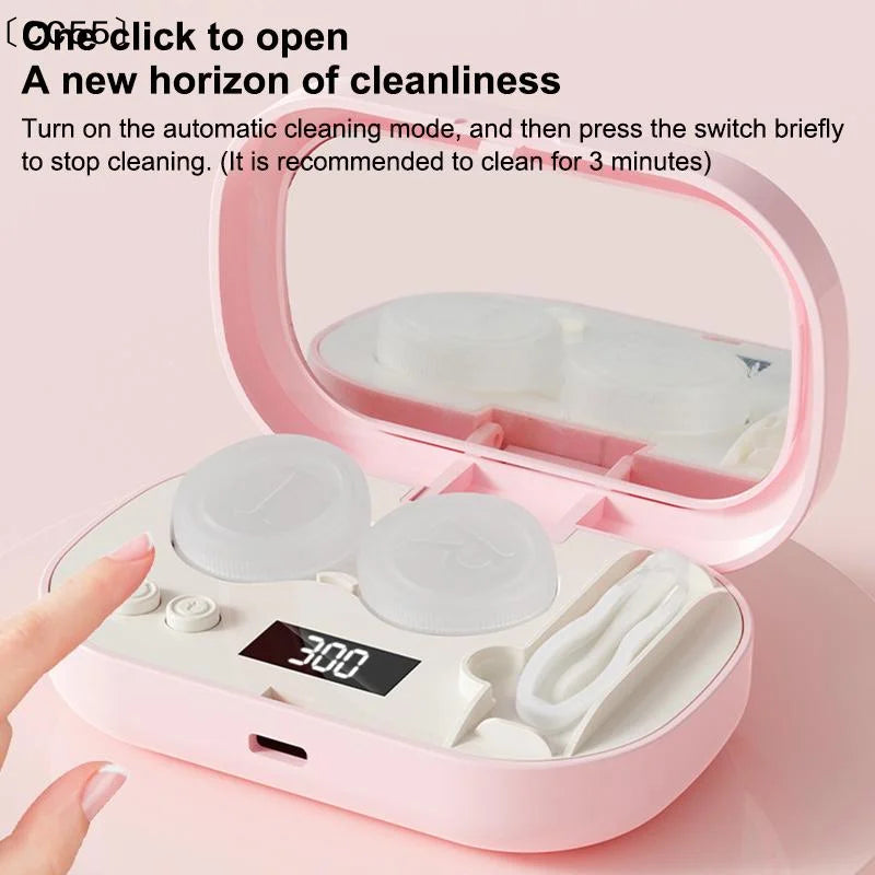 Portable Ultrasonic Contact Lens Cleaner Case USB-C Lens Cleaning Device Qst