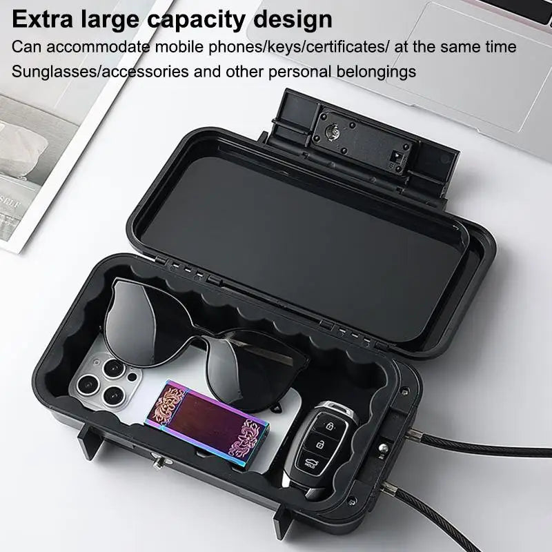 Portable Safe Box 4-Digit Combination Lock & Steel Wire Cable Portable Lock Box Qme
