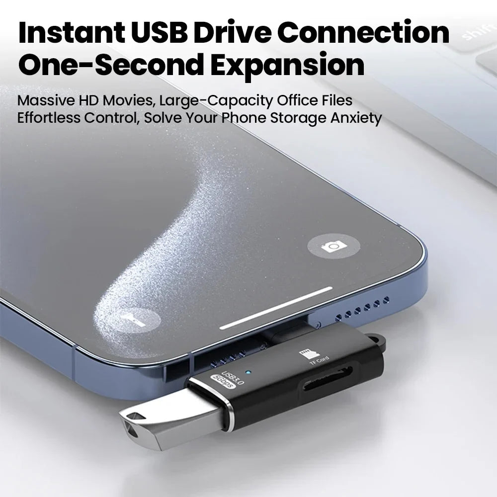 USB-C OTG Adapter USB 3.0 Hub & SD Card Reader – Aluminum USB-C OTG Adapter Qme