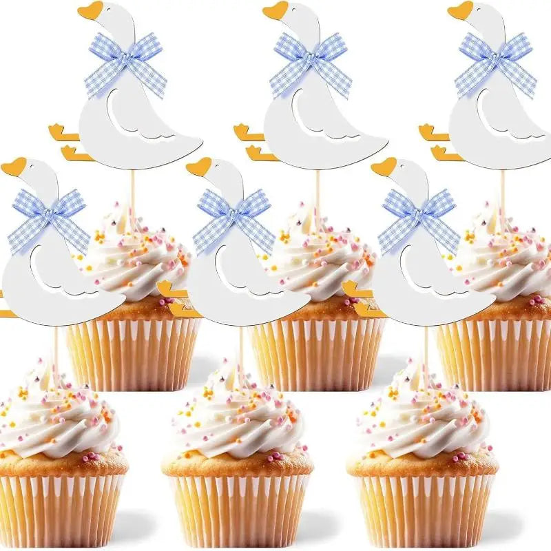 Silly Goose Birthday Cupcake Toppers – 12 Pcs Insert Cards Cupcake Toppers Qme Blue