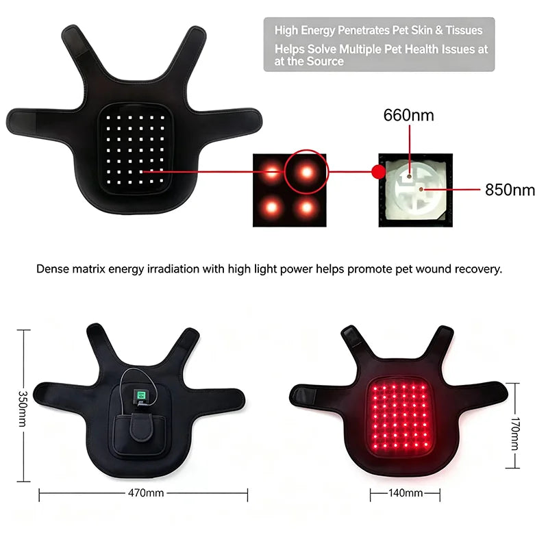 42 LED Red Infrared Light Therapy Pad for Dogs & Cats 660nm 850nm Pet Light Therapy Pad Qst