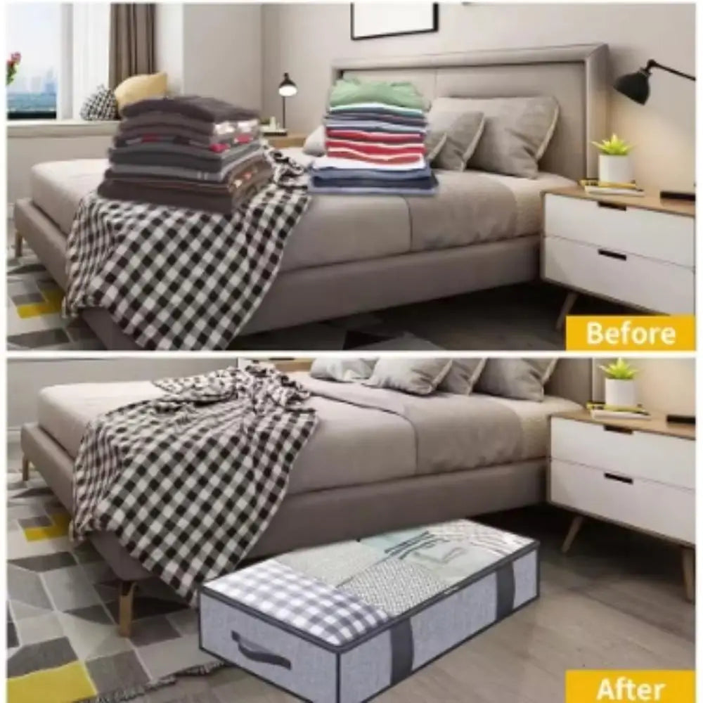 Collapsible Under-Bed Storage Bag | Non-Woven Organizer Box Under-Bed Storage Bag Qme