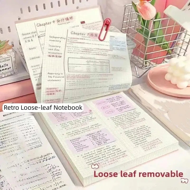 60-Sheet Flip Loose Leaf Notebook | No Bleed Grid Binder Loose Leaf Notebook Qme