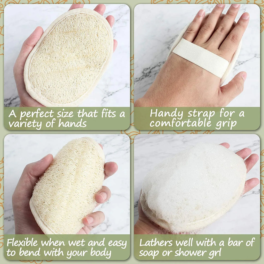 Natural Loofah Exfoliating Scrub Gloves – Bath & Spa Sponge Exfoliating Bath Gloves Qme