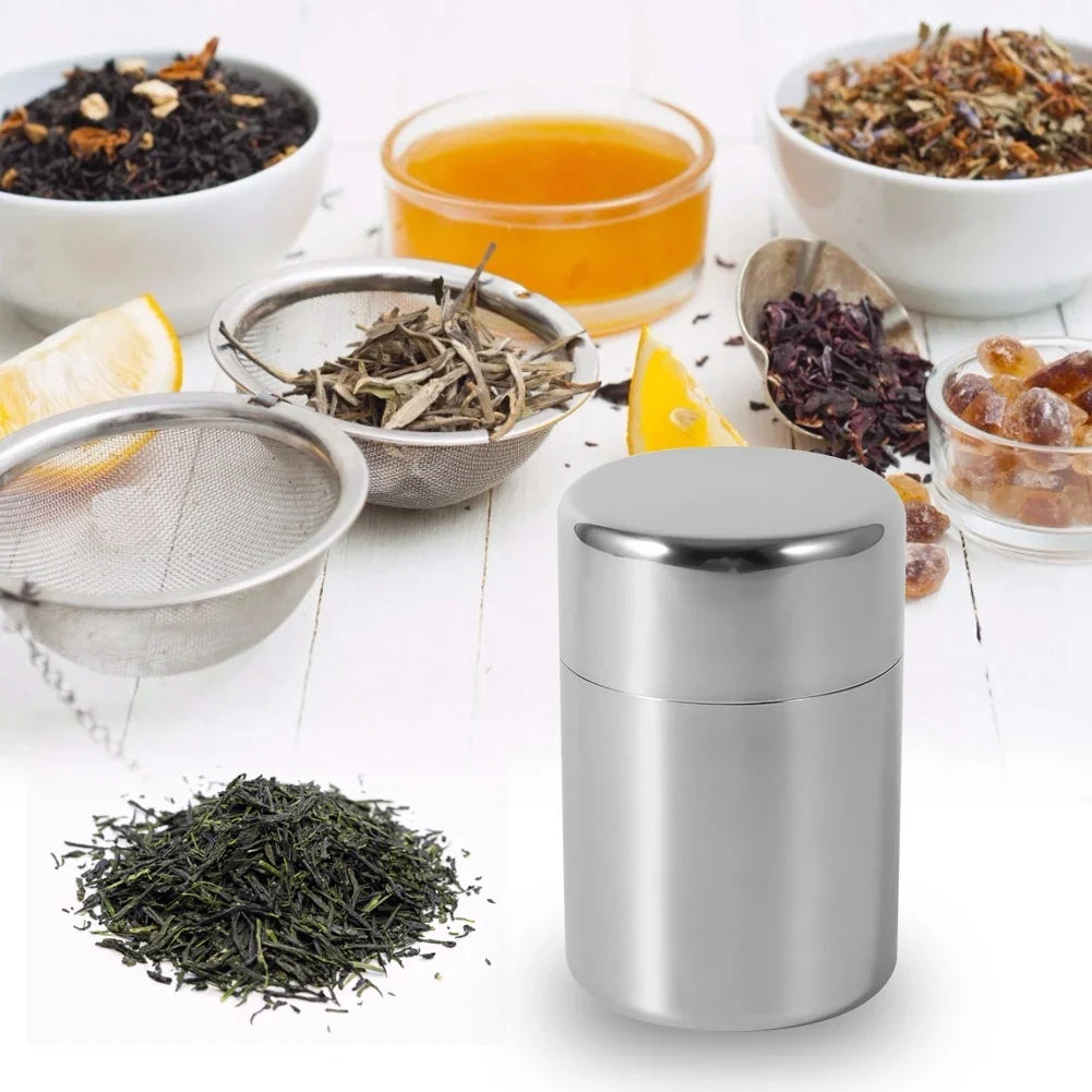 Stainless Steel Airtight Tea & Coffee Canister Storage Tin Airtight Storage Canister Qme