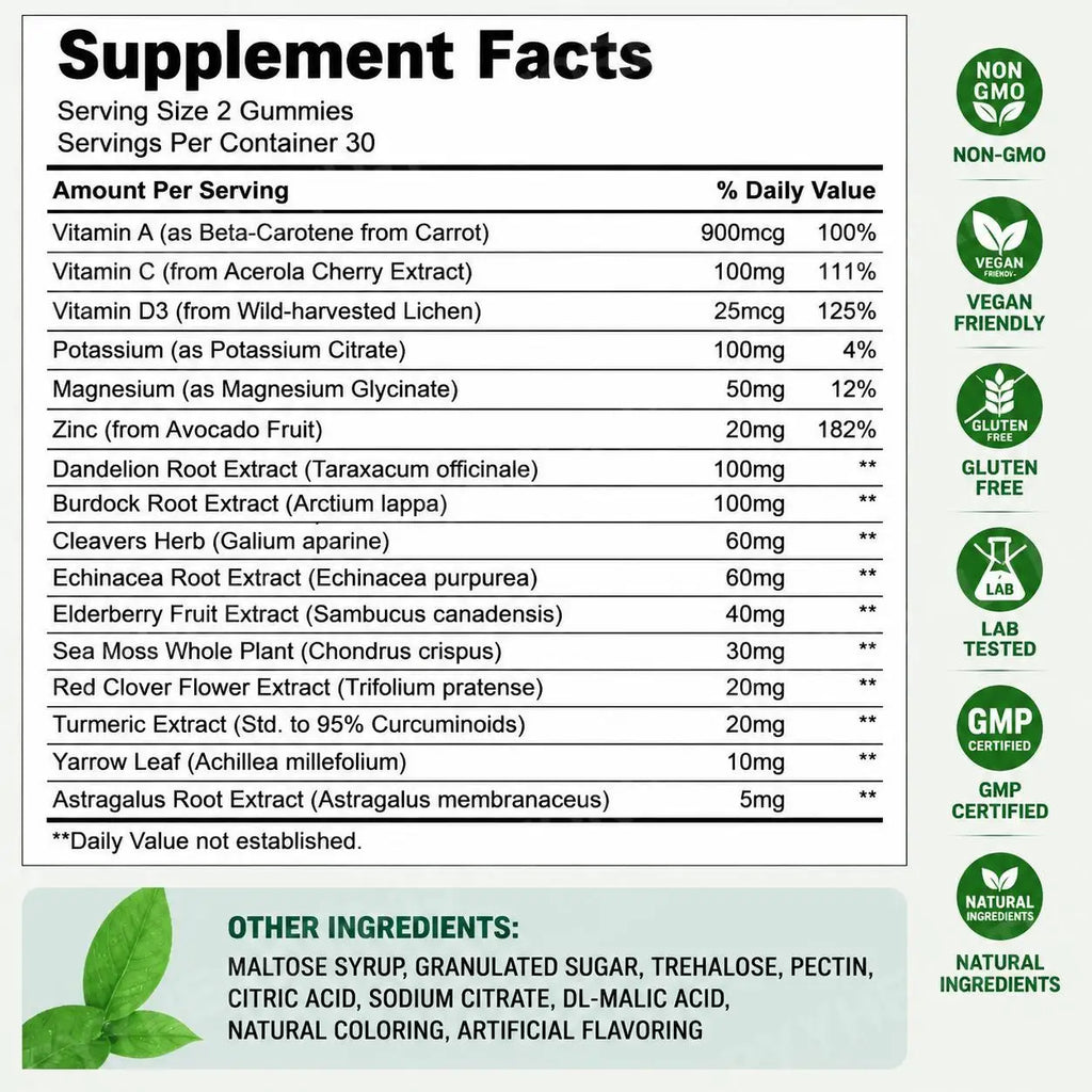 Herbal Wellness Gummies – Vitamin C D3 Zinc Elderberry, 60ct Herbal Wellness Gummies Qst