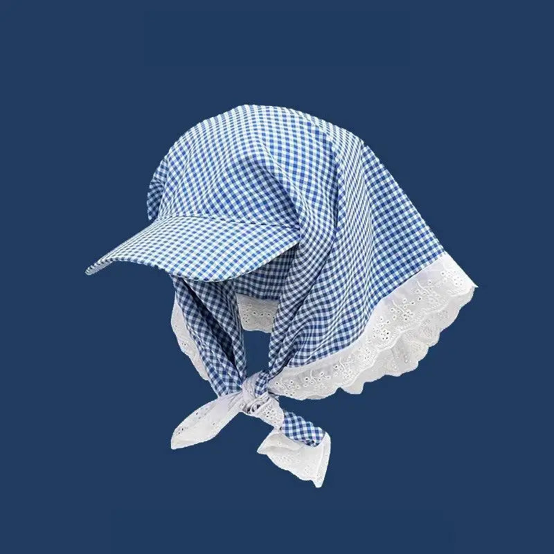 Women's Plaid Triangular Headscarf Cap – Sun Visor Hat Sun Visor Cap Qst A2